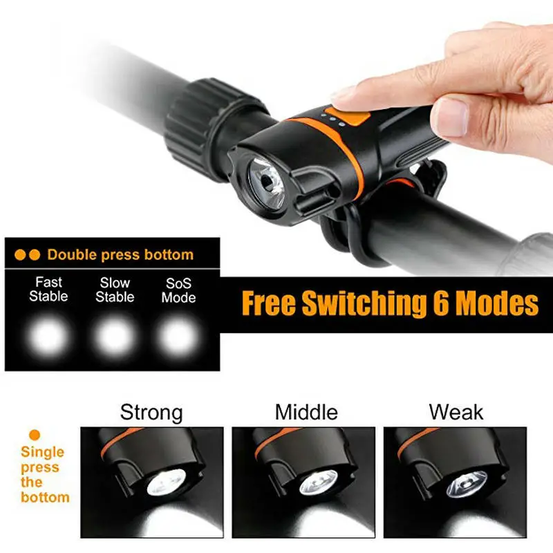 Discount Bicycle Flashlight USB Rechargeable LED Light IPX6 Waterproof 6 Modes Super Bright Bike Front Light 800 Lumen with Tail Lamp 4 Discount Bicycle Flashlight USB Rechargeable LED Light IPX6 Waterproof 6 Modes Super Bright Bike Front Light 800 Lumen with Tail Lamp 4