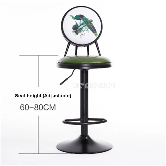 Античный Европейский стиль 60-80 см, регулируемый по высоте вращающийся барный стул, табурет из железа, мягкая подушка, высокий табурет для ног, вращающаяся спинка - Цвет: F