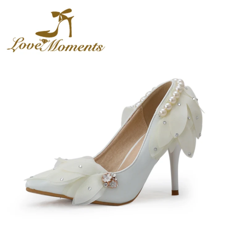 

2018 Wedding Shoes white Satin Bride Shoes sexy pointed-toe bridal high heel sweet pumps for female dress party shoes