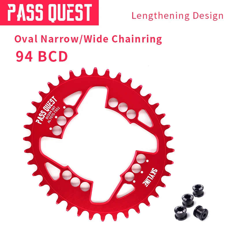 Pass Quest, для велосипеда, mtb, овальные диаметра окружности болтов(передняя Звездочка горный велосипед звездочка цепной передачи Алюминий BCD94 GX рукоятки 32-38T
