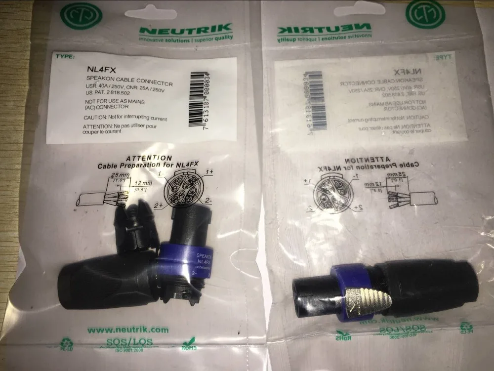 

20Pcs. Free shipping New type NL4FX Speakon Neutrik-type Original NL4 4 pin male audio speaker connector !