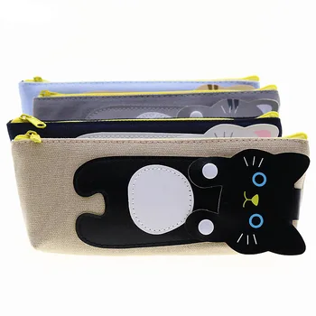 

Cute Creative Cartoon Cat Stationery Pencil Case Canvas Material Rectangle Pen Bag High Grade Gifts Student Stationery Office