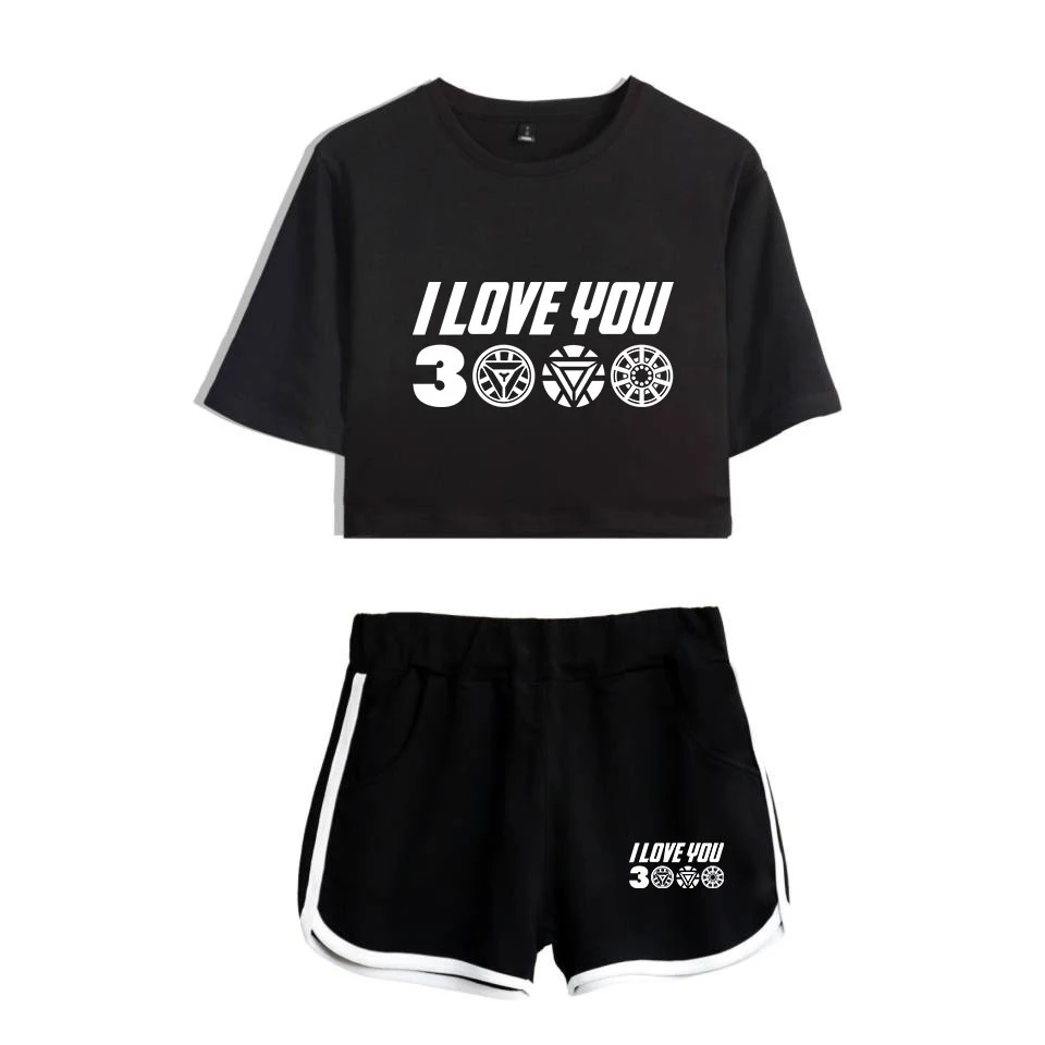 Мститель принт I Love You 3000 Time 2D принт горячая распродажа женский комплект новая модная Высококачественная футболка и шорты Удобная одежда