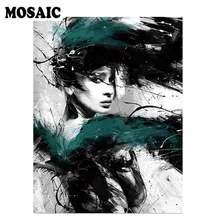 Фото на заказ 5d diy Алмазная мозаика абстрактная черная женщина 5d Вышивка крестиком полная квадратная Алмазная вышивка домашний декор