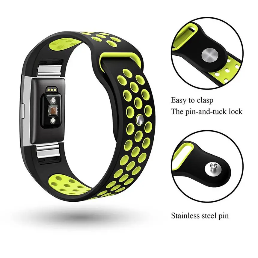 

Fashion Double Color Sports Silicone Bracelet Strap Band For Fitbit Charge 2 SmartWatch Watachband Sporting Goods Accessories