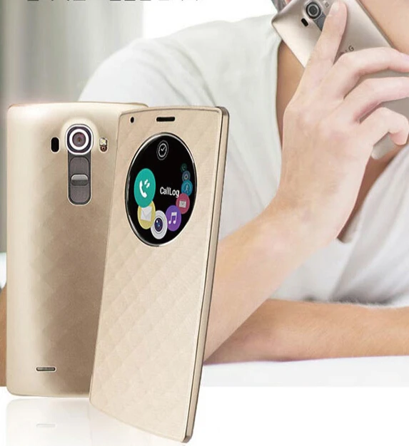 

YKSPACE for LG G4 Leather flip Case style Quick Circle Phone Cover high quality 6 Colors F500 H815 H811 H810 VS999 LS991 VS986