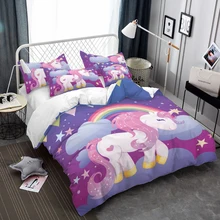 Luxury Princess Bedding Set Cartoon Unicorn Duvet Cover Colorful bedclothes Bedding Cover Pillowcase Home Decor ropa de cama D49