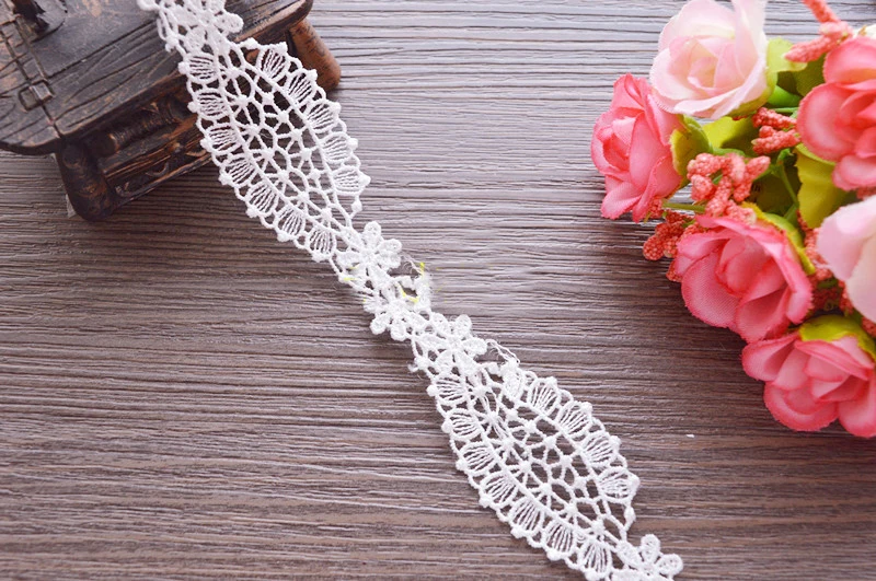 

14 yard 2.8cm 1.1" wide ivory milk silk embroidered tapes lace trim ribbon clothing dress skirt curtain fabric N301356QL4K34