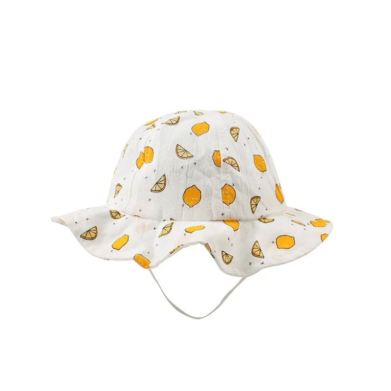 Fashion Cotton Baby Hat Cute Lemon Bucket Hat For Girls Wide Brim Beach Sun Cap Toddler Baby Hat Autumn 1-3Y Baby Girls Clothing (10)