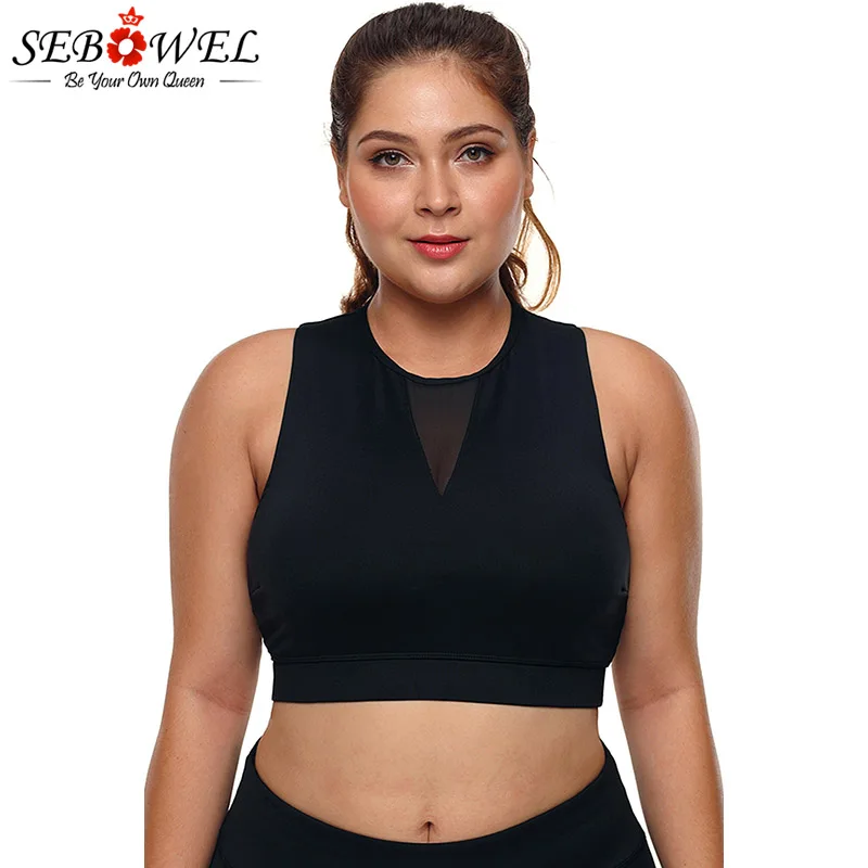 Black-Plus-Size-High-Neck-Sleeveless-Sport-Bra-LC26039-102-1 