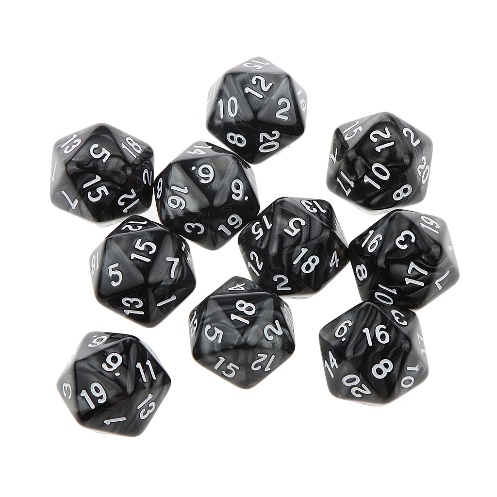 Высокое качество 10 шт. 20 сторонних игральных костей D20 игры D& D РГП Вечерние игры Кубики белые Развивающие детские игрушки интеллектуального развития