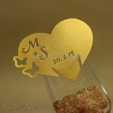 Индивидуальная, для бокала свадебных карточек. Карты в форме сердца. карта эскорта для бокала вина персонализированные именные карточки на стол