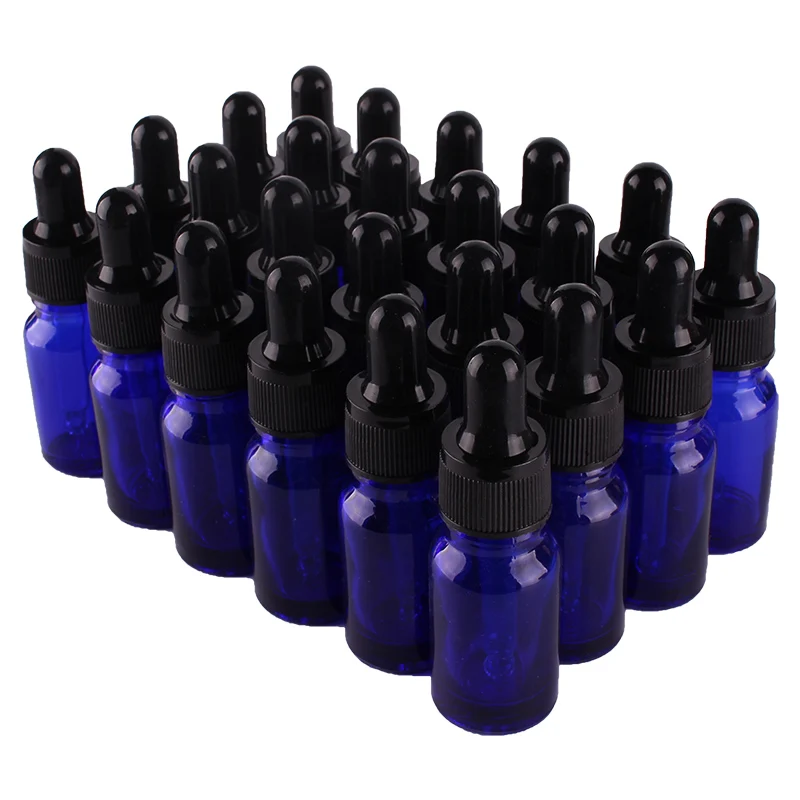 

24pcs 10ml Empty Blue Glass Dropper Bottle with Pipptte for essential oils aromatherapy liquid