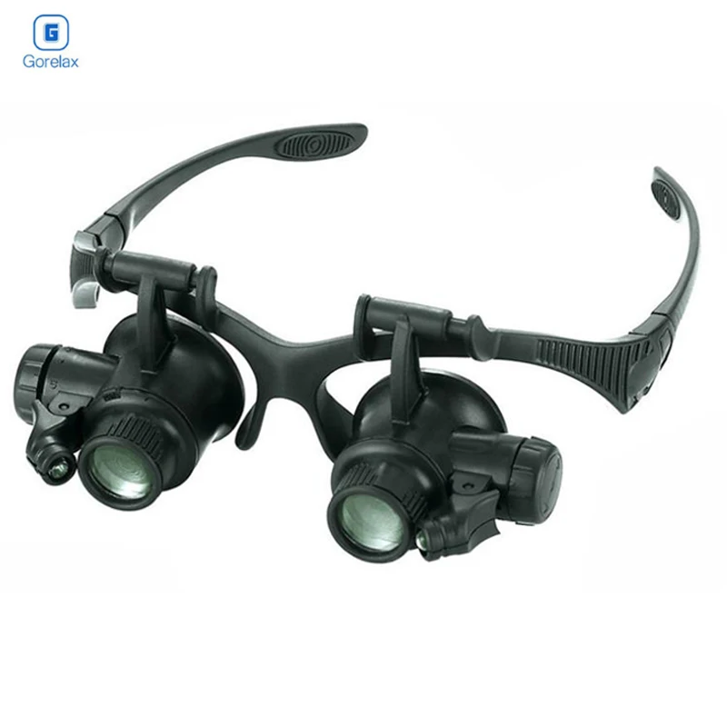 Lente d'ingrandimento per occhiali, lente d'ingrandimento 10X 15X 20X 25X  con lampada a Led e quattro lenti, lente d'ingrandimento illuminata con  lente di ingrandimento occhiali di terza mano|Magnifiers| - AliExpress