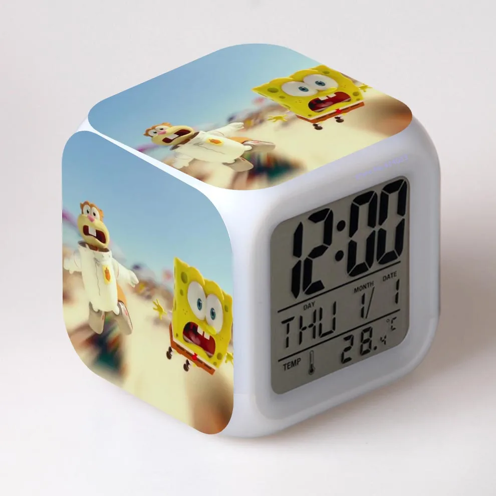 Губка из воды 3D Будильник ЖК-дисплей время день дата месяц светодиодный светильник 7 цветов изменить больше стиля - Цвет: clock