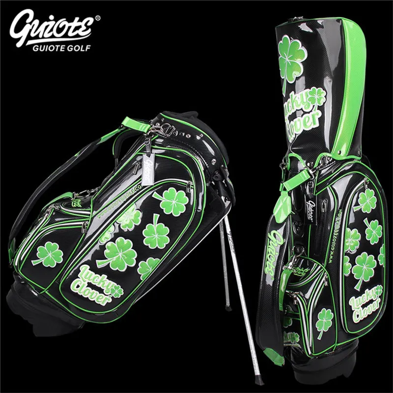 GUIOTE Lucky Clover сумка для гольфа с подставкой из искусственной кожи для гольфа сумка для переноски с капюшоном и вышивкой 8-way " размер для мужчин и женщин