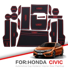 ZUNDUO Per Honda Civic 2006-2019 8th 9th Gen Porta slot pad Porta per Interni Pad/Tazza di Non- tappetini antiscivolo ROSSO BIANCO Accessori Sticker