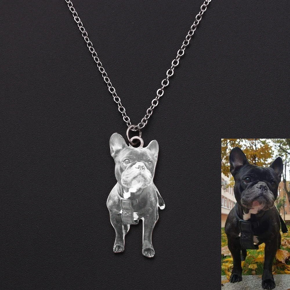 Индивидуальное животное/кошка/собака ожерелье с фото Кулоны из нержавеющей стали выгравированное имя ожерелье для женщин и мужчин ювелирные изделия памятный подарок