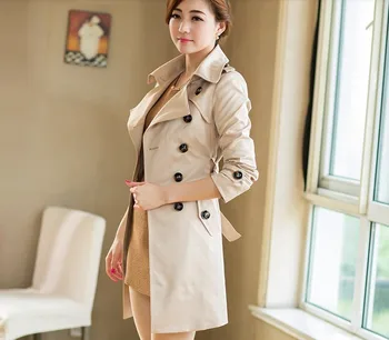 

Autumn And Winter New Pattern Korean Large Code Suit-dress Loose Coat Self-cultivation Both Row Buckle Long Fund Windbreaker