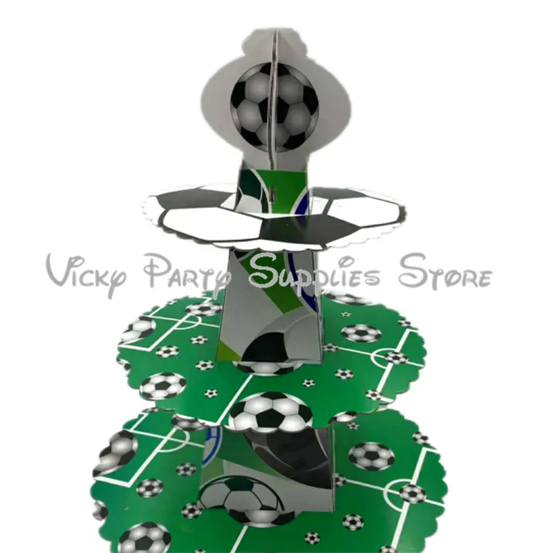 

3 Layer Football Soccer Theme Disposable Cake Stand Birthday Baby Shower Party Cake Stand Paperbord Cake Stand Party Decoration