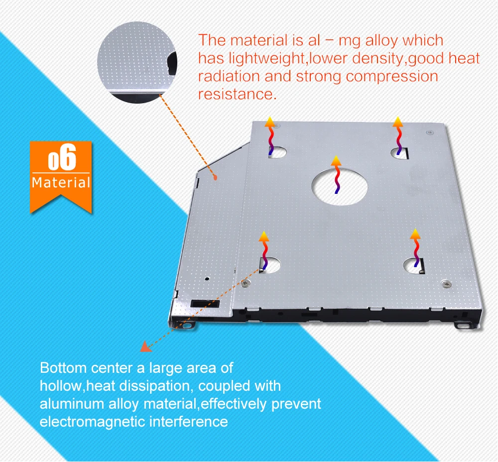 TISHRIC для Macbook Air Pro 1" 15" 1" SuperDrive Оптический отсек 2nd HDD Caddy 9,5 мм SATA 3,0 SSD чехол Корпус для HDD Optibay