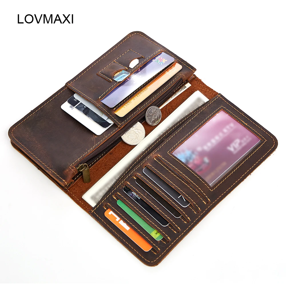 

2018 New Fashion Large Capacity Male Organizer Wallets First Layer Of Cowhide Genuine Leather Long Wallets Men Purses