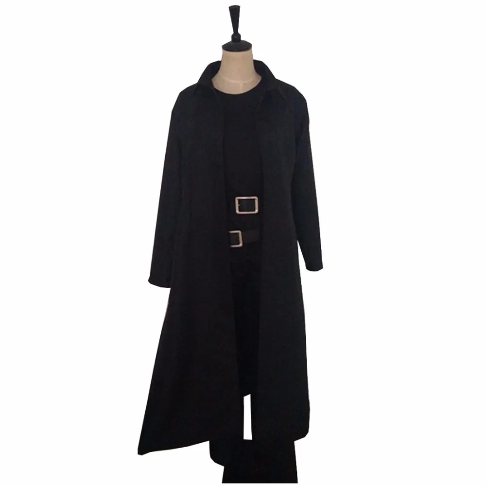 

2018 The Matrix Neo Black Trench Pants Top Belt Cosplay Costume Full Set