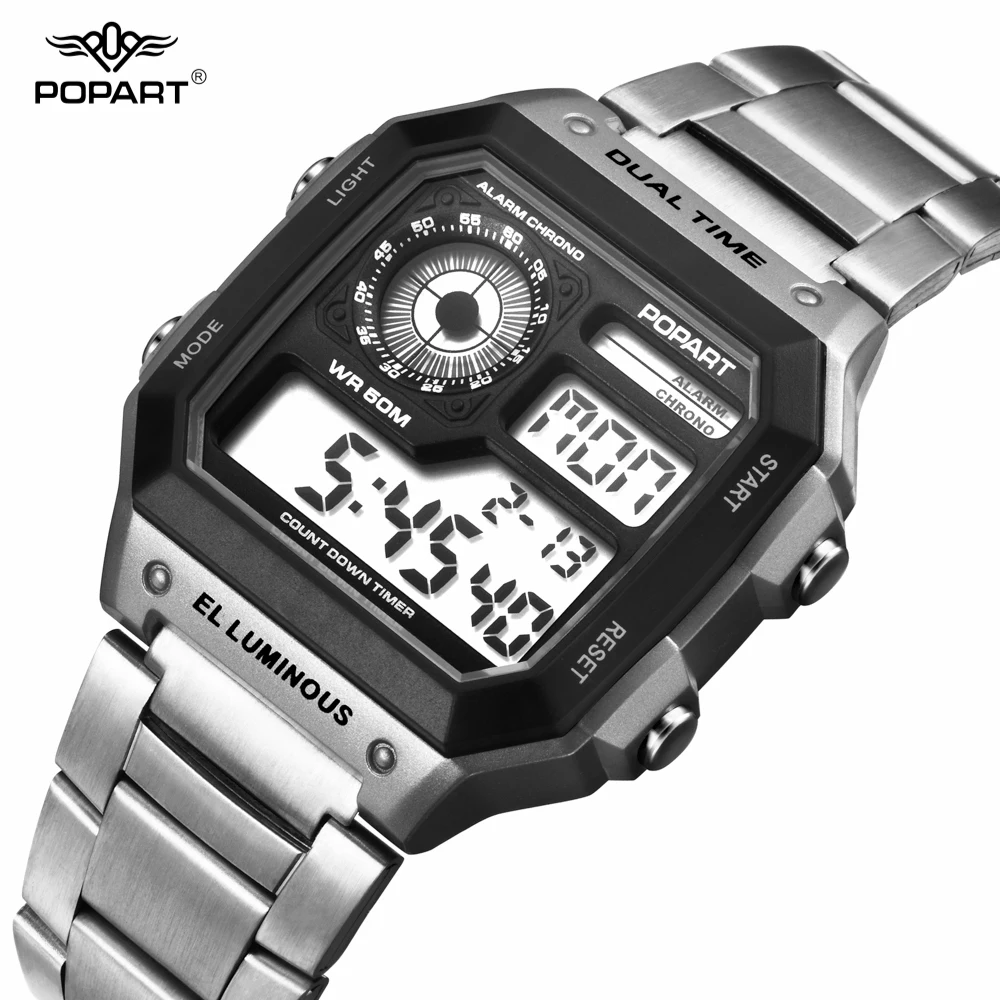 

POPART Led Digital Watch Men Waterproof Sport Watches Mens Luxury Brand Fashion Male Clock Men's Wristwatches Relogio Masculino