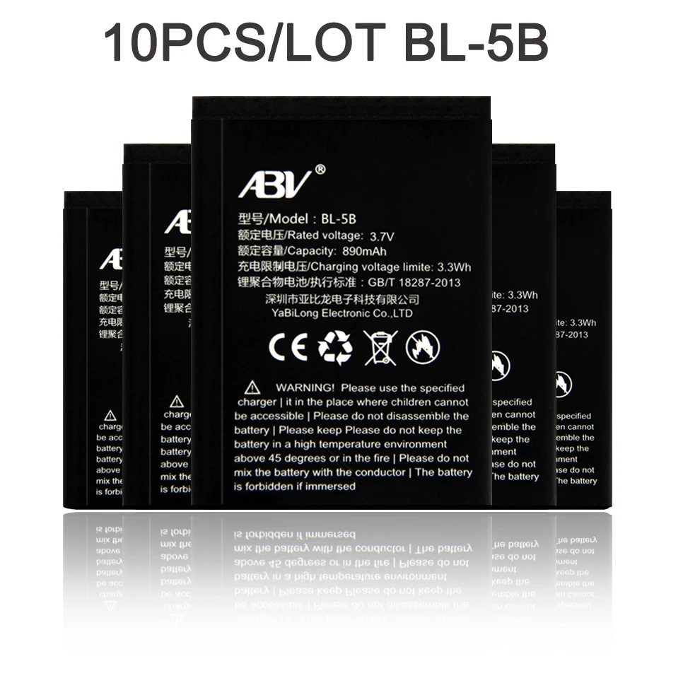 

10PCS Original ABV bl 5b BL-5B BL5B Battery Mobile Phone Battery Batteries for NOKIA 5300 5320 6120c 7360 6120ci 3220 3230 5070