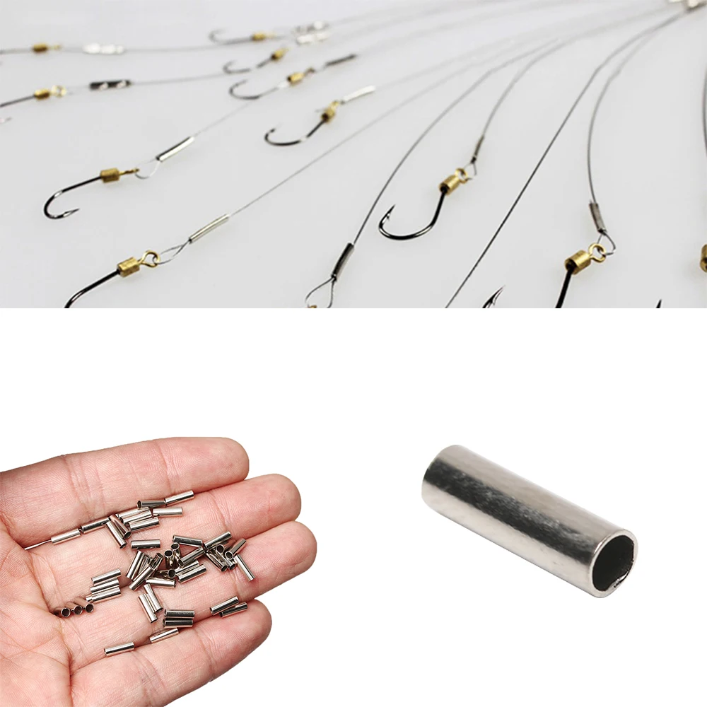 

100pcs/Lot Hot Sale Round Copper Fishing Line Aluminum Crimp Sleeve Copper Tube 1.0mm-2.8mm Sea Fishing Accessories Line Tube