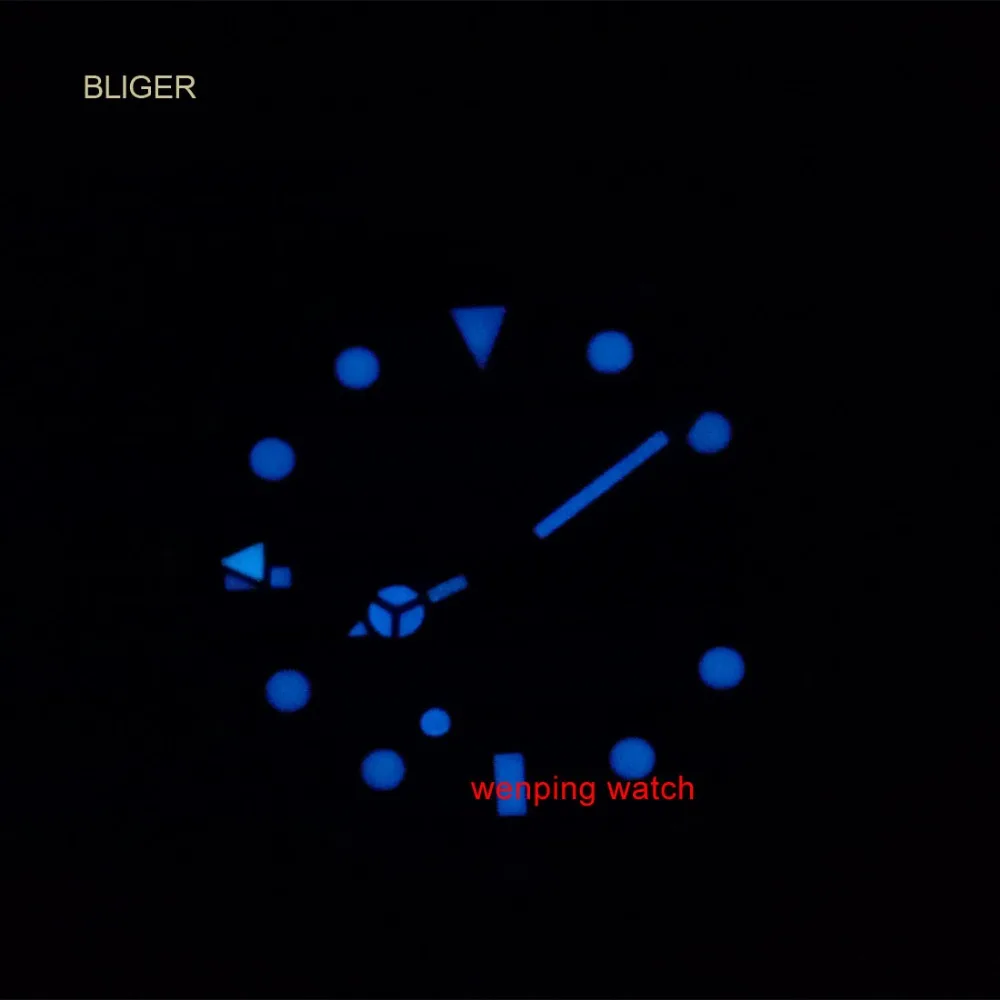 1 шт. Bliger 40 мм синий циферблат GMT керамический Безель золотые боковые раковины стальной-Золотой ремешок автоматические мужские часы E2425