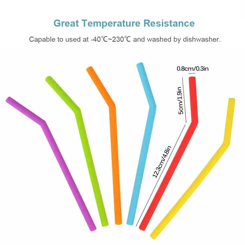6 шт многоразовые силиконовые соломинки с щеткой для чистки, складные соломинки для питья, вечерние принадлежности для напитков, herbruikbare rietjes