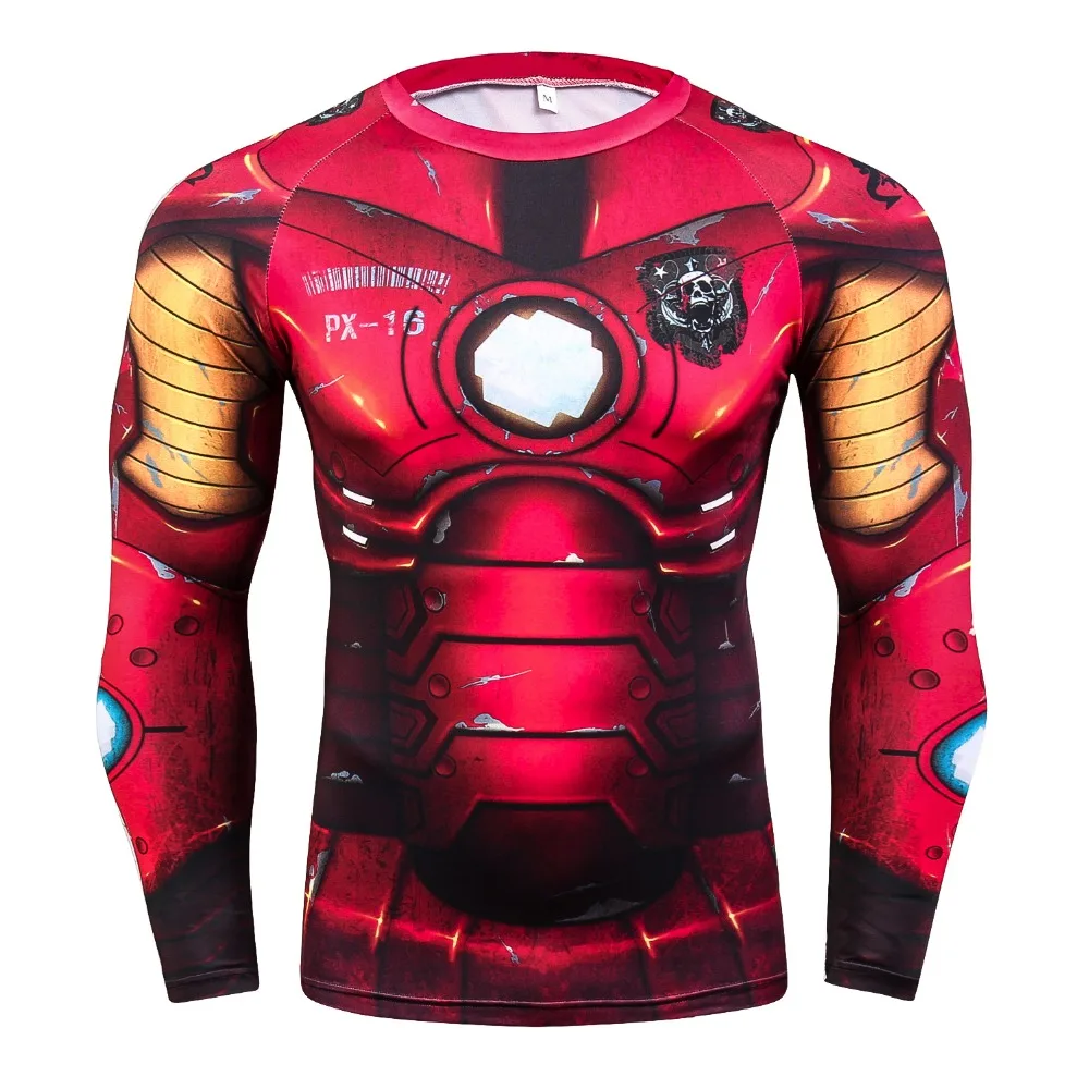 Mens Marvel Superhero Athletic Compression Workout T Shirts Costume Cosplay Tops