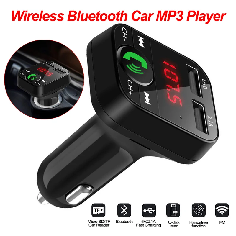 

Car Bluetooth FM Transmitter Wireless Handsfree Audio Receiver Auto LED MP3 Player 2.1A Dual USB Fast Car Accessories