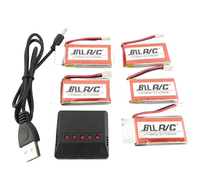 

BLLRC 5 PCS Upgrade 3.7V 600mAh Lipo Battery 5 in 1 charger For SYMA X5 X5C X5S X5SC X5SW WLtoys V931 Helicopter Free Shipping