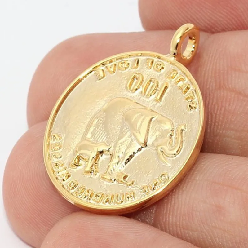 

1p.raw brass 24k Shiny GoldElephant (Nickel Free and Lead Free).---23x29mm , MTE838