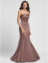 2016 Long Trumpet/Mermaid Strapless Bridesmaid Dresses Ruby / Royal Blue / Brown / Champagne Plus Sizes Wedding Party Dress