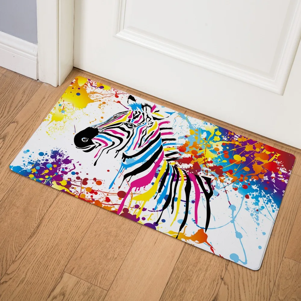 

Watercolor Animal African Zebra Print Doormat Kitchen Carpet Living Room Hallway Bathroom Entrance Non-slip Floor Mat Home Decor