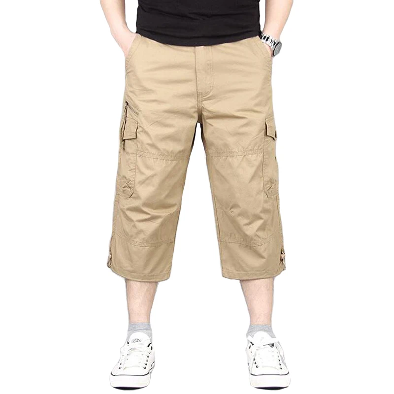 Летние свободные укороченные брюки мужские повседневные уличные короткие брюки pantalon homme мужская верхняя одежда военные мужские Штаны Капри
