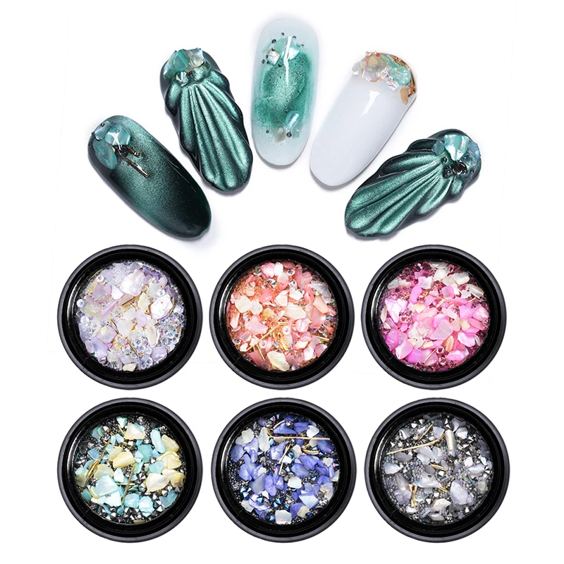 

Mixed 3D Nail Decorations Sharp Bottom Rhinestone Shell Metal Rivet Multi-pattern Shining Manicure DIY Nail Art Decors