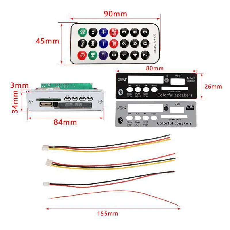 Автомобильный aux плеер usb/sd/аудио fm/bluetooth MP3 декодирующая плата с пультом дистанционного управления