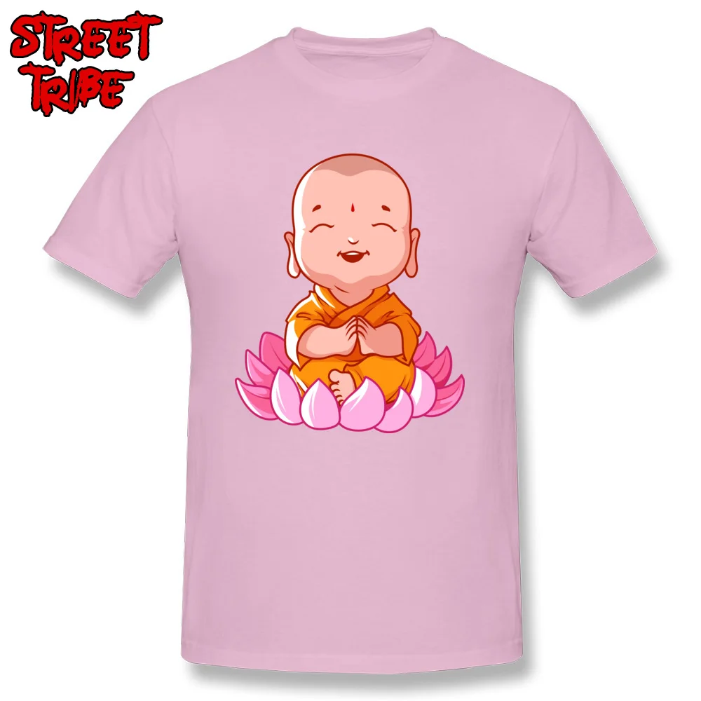 Design cartoon buddhism buddha T Shirt Oversized Summer Autumn Short Sleeve O-Neck Tees 100% Cotton Men Normal Tee Shirt cartoon buddhism buddha pink