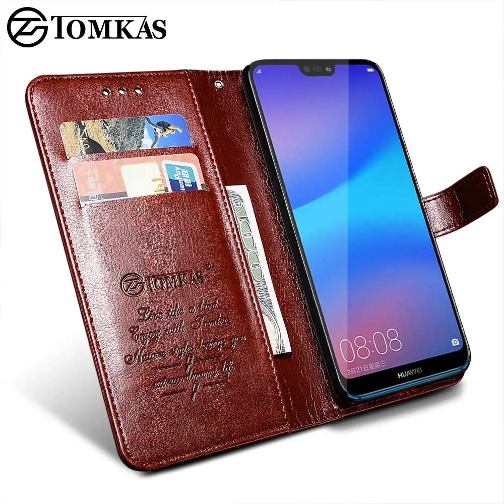 Чехол-бумажник TOMKAS для huawei P20 Lite флип-чехол кожа с подставкой чехол телефона чехлы