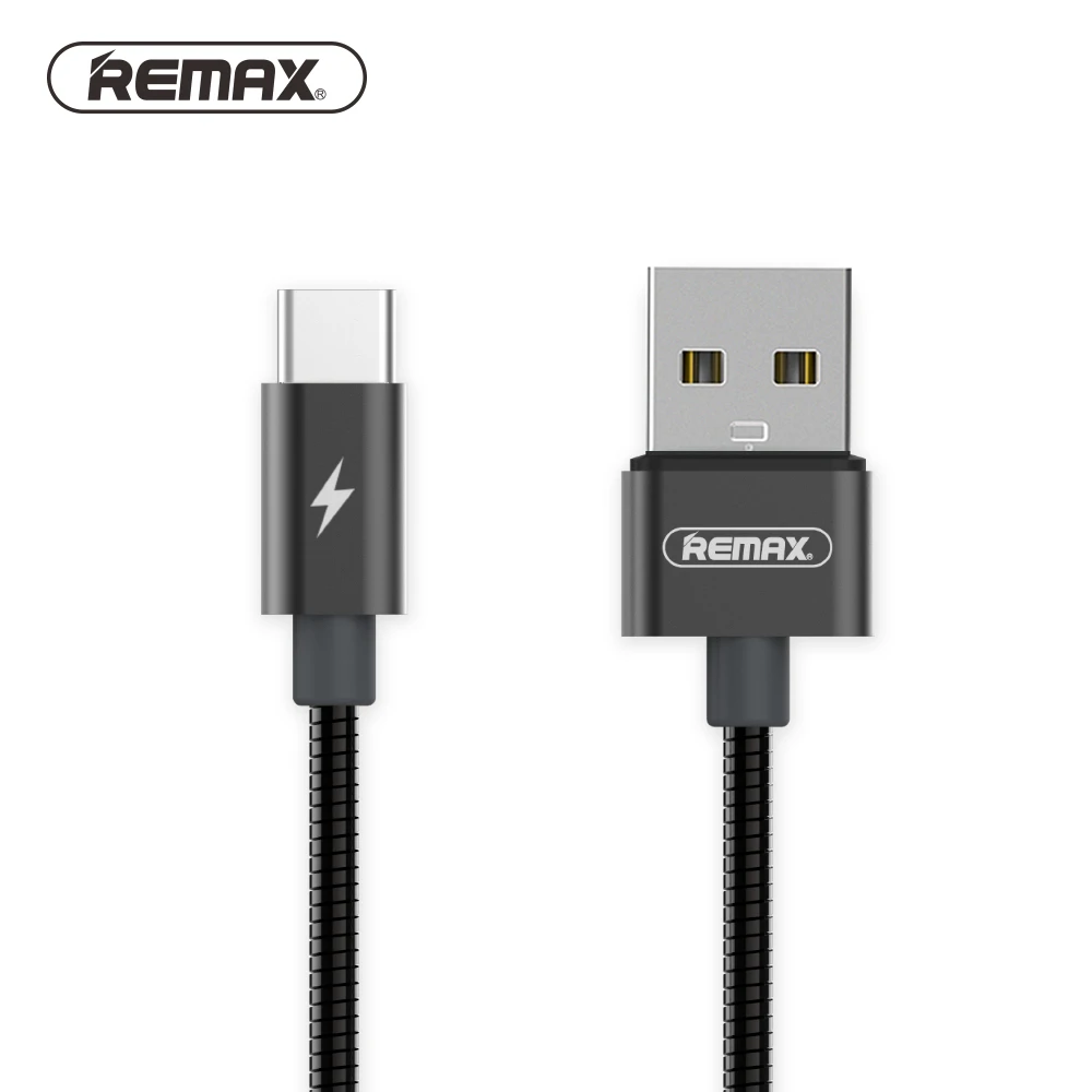 REMAX металлический пружинный провод usb type C кабель для передачи данных 2.1A Быстрая зарядка USB C кабель для xiaomi 4C MI5 redmi 4 pro/samsung S8 - Цвет: Черный