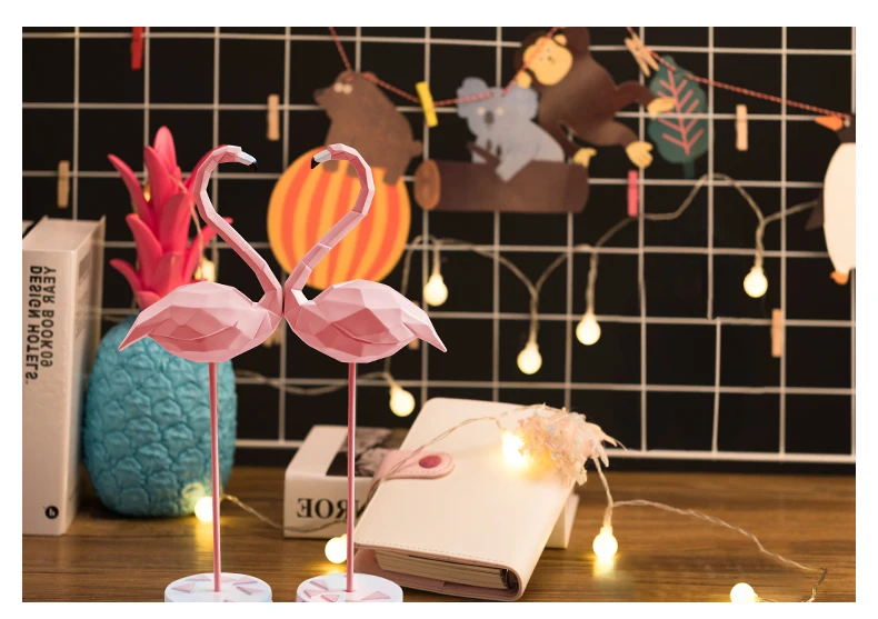 42 см в высоту, пара Оригами из смолы, Розовый фламинго, домашняя декоративная Геометрическая фигурка для девочки, Ins, горячая Распродажа, украшение для дома, подарки для девочки