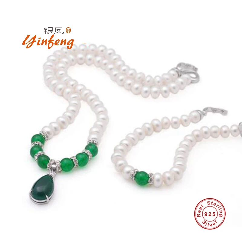 

[MeiBaPJ] 100% real natural freshwater pearl jewelry sets necklace and bracelet for women gift box party jewelry