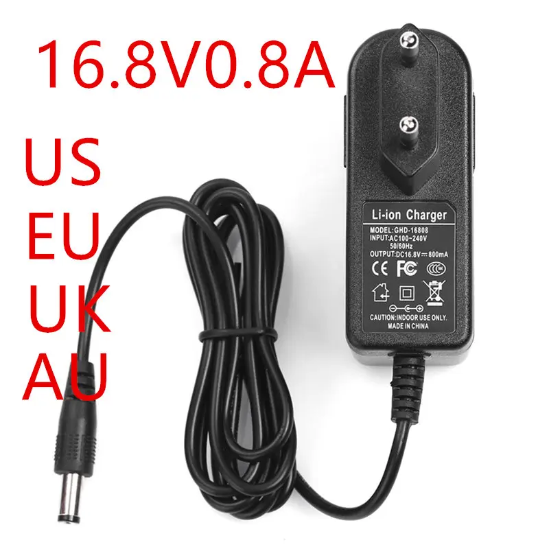 

1PCS NEW EU/US/UK/AU plug100-240VAC 16.8V 0.8A Power adapter 16.8V800mA adapter DC head is 5.5 * 2.1mm