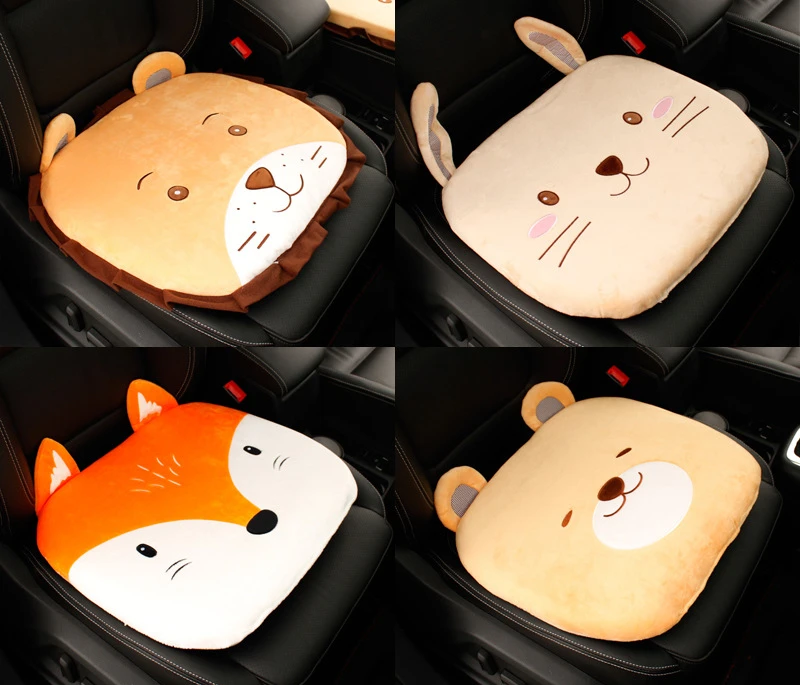 1 Piece Cute Car Cartoon Animal Plush Seat Cushion For Autumn & Winter