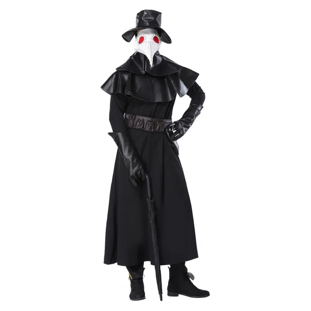 

Doctor Schnabel Cosplay Costumes Plague Doctor Death Mask Bird Beak Spike Steampunk Steam Punk Gothic uniform Coat Jacket