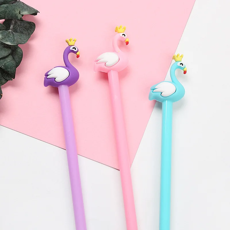 

40 PCs Creative Flamingo Neutral Pen Cartoon Animal Modeling Cute Learning Stationery Water-based Signature Pen Wholesale